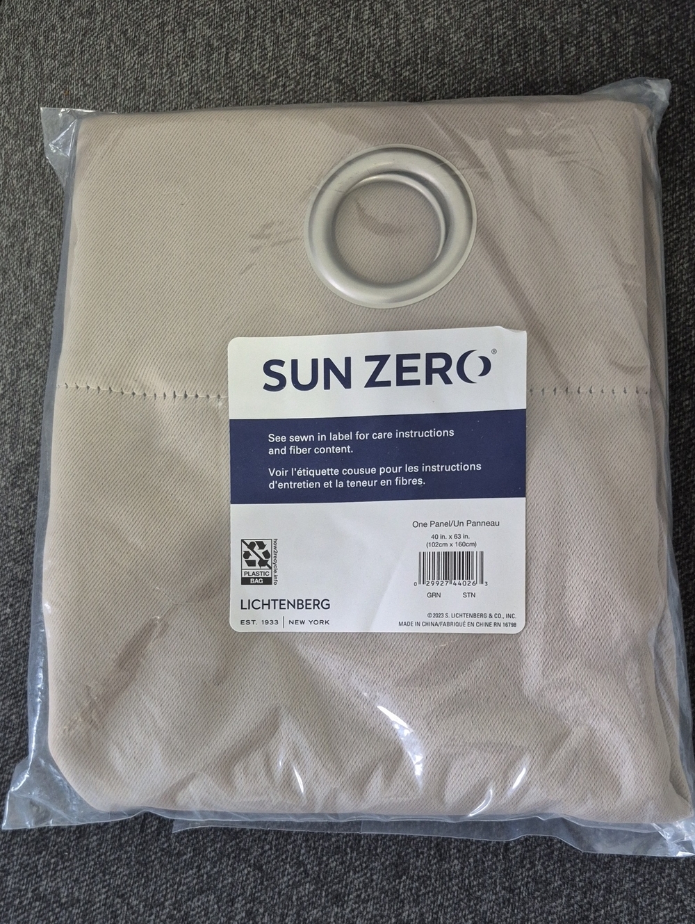 Sun Zero Beige Grommet Curtain Panel